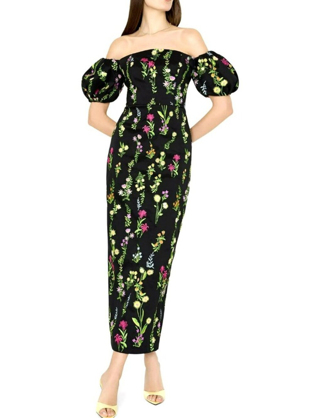 Milly Nira Bloom Embroidered Off the Shoulder Gown Size 4 New